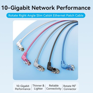 VENTION Cat6A UTP Rotate Right Angle Ethernet Patch Cable 5M Gray Slim Type Model # IBOHJ