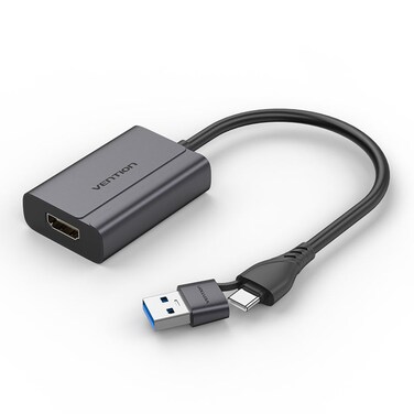 VENTION USB-C + USB-A to HDMI Adapter 0.15M Gray Aluminum Alloy Type Model# ACYHB
