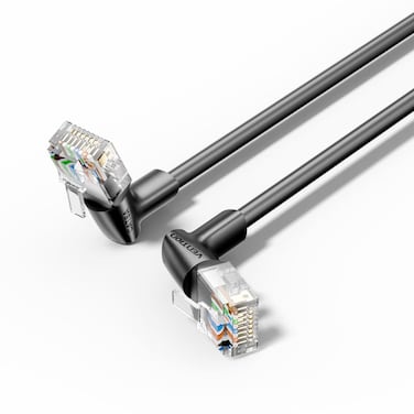 VENTION Cat6A UTP Rotate Right Angle Ethernet Patch Cable 0.5M Black Slim Type Model # IBSBD