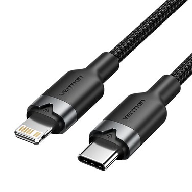 VENTION USB 2.0 Type-C Male to Lightning Male 3A Cable 2M Black Aluminum Alloy Type Model# LALBH
