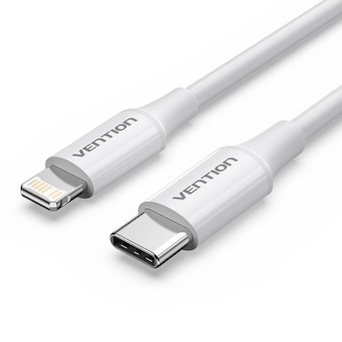 VENTION USB 2.0 Type-C Male to Lightning Male 3A Cable 1M White Aluminum Alloy Type Model# LALWF