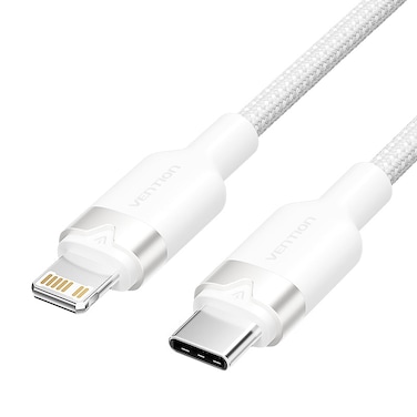 VENTION USB 2.0 Type-C Male to Lightning Male 3A Cable 2M White Aluminum Alloy Type Model# LALWH