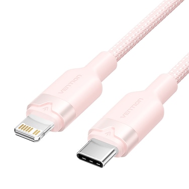 VENTION USB 2.0 Type-C Male to Lightning Male 3A Cable 2M Pink Aluminum Alloy Type Model# LALPH