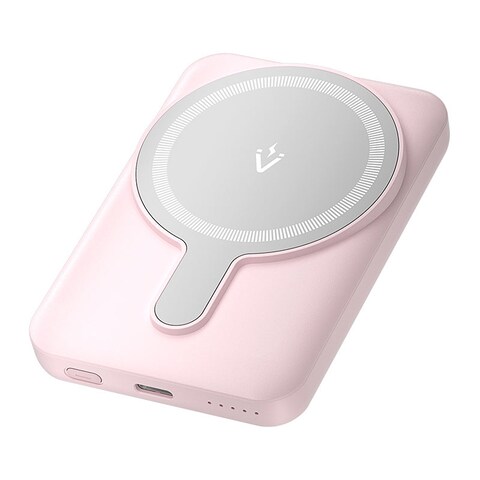 VENTION 5000mAh Magnetic Wireless Power Bank (USB-C + USB-C + Wireless) 20W Pink Light Indicator Display Type Model# FHSP0