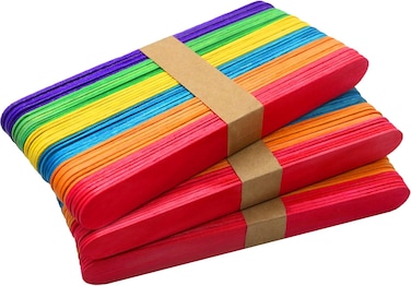 120 Pcs 6&rdquo; Colored Jumbo Wooden Craft Sticks, Rainbow Wooden Popsicle Sticks, Wide Lollipop Sticks, Treat Sticks Ice Pop Sticks fir Creative Designs or Kids Education, Home Art Projects