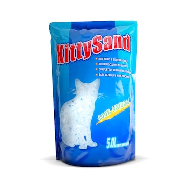 كيتيساند 100 ٪ الطبيعية السيليكا الكريستال قسط الجودة ، رائحة التحكم ، انخفاض الغبار القط القمامة 5 لتر