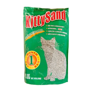 KittySand 100% Recycled Paper Litter Pellets, Biodegradable, Odour Control, Dust Free, Non Clumping Litter Pellets for Cats, Rabbits and Hamsters 5L
