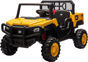 Lovely Baby LB 903L Rechargeable Jeep for Kids with Remote Control, Leather Seat, LED Lights, Foot Accelerator, Multi-Terrain Driving, Realistic Toy Shovel, 12V, Yellow