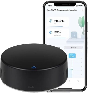 UanTii Tuya Smart IR Remote Control with Temperature Humidity, WiFi Universal Remote Controller,Smart AC Controller, Support Alexa and Google Home (IR+TH)
