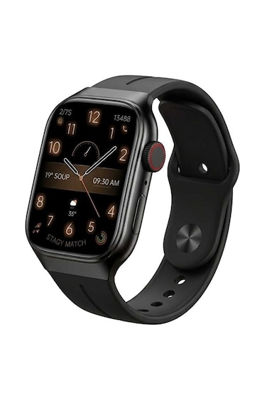 Smartbarry A63 Smartwatch - 2.2-Inch HD Curved AMOLED Screen - Fitness Tracker - Black