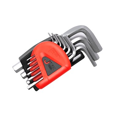 Jetech 9-Piece Hex Key Wrench Set, Metric, Heat-Treated, L-Style, Flat Plated, Advanced Synthetic Steel, High Hardness, Small, 1.5mm to 10mm Allen Key Set - PS-C9