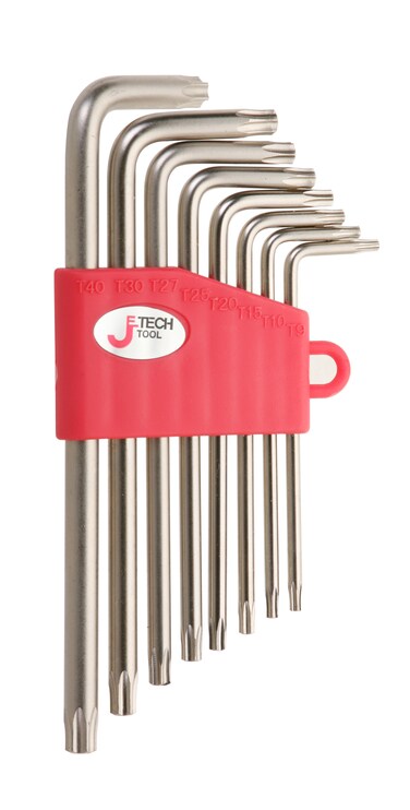 Jetech 8-Piece Star Wrench Set, Tamper-Resistant Torx Key Wrench Set, Small Length Security Star Keys (with Hole), S2 Steel, Chrome Plated, Size Includes TT9, TT10, TT15, TT20, TT25, TT27, TT30, TT40 &ndash; SWM-8