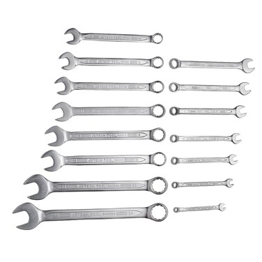 Jetech 15-Piece Metric Combination Wrench Set - Industrial Grade Spanners with 12-Point Design, 15-Degree Offset, Made with Cr-V Alloy Steel in Sand Blasted Finish, Forged, Heat-Treated, Size 5.5mm-24mm - COM-S15