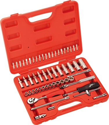 Jetech 56-Piece 1/4-Inch Drive Socket &amp; Bit Set, Metric Standard &amp; Deep Sockets, 25mm Bits, Quick-Release Ratchet, Extensions &amp; Accessories with Storage Case - SK1/4-56SP