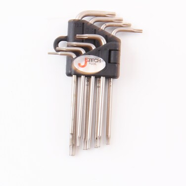 Jetech 8-Pieces Star Wrench Set, Small Length Security Bit Wrench Set, Tamper Resistant Star-Torx Key Wrench (with Hole), S2 Steel, Nickel Plated, Size Includes T5, TT6, TT7, TT8, TT9, TT10, TT15, TT20 - SWS-8