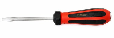 Jetech Striking Cap Go-Through Slotted Screwdriver, Cr-V Steel Flathead with Magnetic Tip, Ergonomic Soft Grip TPR Handle, 6mm Thick and 100mm Long Shaft - GTH6-100-