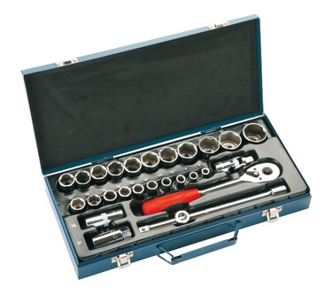 Jetech 27-Piece Set 1/2-Inch Drive Socket Set, Professional 1/2 Inch / Metric Sockets with Selected Accessories in A Robust Metal Case - SK1/2-27S