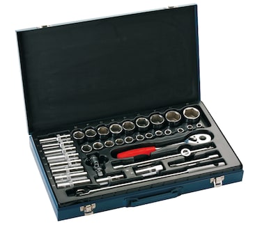 Jetech 37-Piece 1/2-Inch Drive Socket Set, Include Deep (10-19mm) and Standard (8-32mm) Socket Ratchet Wrench Tool Set Socket Assortment with Metal Storage Box for Repair Mechanic Garage - SK1/2-37S