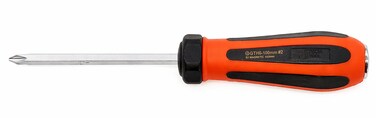 Jetech Striking Cap Go-Through Phillips Screwdriver, Cr-V Steel Flathead with Magnetic Tip, Ergonomic Soft Grip TPR Handle, 5mm Thick and 100mm Long Shaft - GTH5-100+