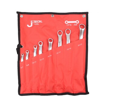 Jetech 8-Piece Double Offset Box End Wrench Set Ring Spanner Wrenches Set 6mm-22mm with Roll-up Storage Pouch, Metric, Car Repair Tools Offset Ratcheting Wrench Set - OFS-S8
