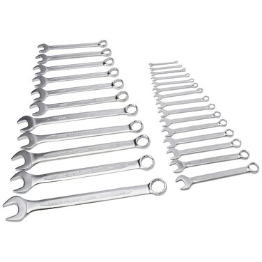 Jetech Combination Wrench Set 26-Piece, Metric, Industrial Grade Chrome Vanadium Steel Spanner Set with 12-Point Offset Design, 15-Degree Angle - COM-S26
