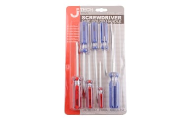 Jetech Line Color Screwdriver Set, 7 Piece, Phillips &amp; Flathead, Heat Treated Chrome Vanadium Steel, Non-Slip Handle Grips, Screw Driver Tool Kit - LC7PCS/SET