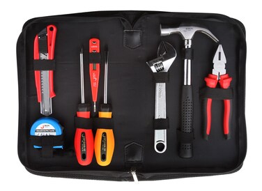 Jetech 8-Piece Tool Bag Set, With Screwdrivers, Hammer, Plier, Adjustable Wrench, Tester &amp; Accessories, Home Tools &amp; Repair Kit with Portable Nylon Pouch &ndash; JEP-F8