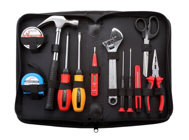 Jetech 12-Piece Tool Bag Set, With Screwdrivers, Hammer, Pliers, Adjustable Wrench Tester &amp; Accessories, Home Tools &amp; Repair Kit with Portable Nylon Pouch &ndash; JEP-F12