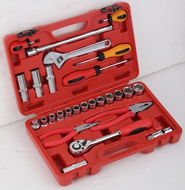 Jetech 27-Pieces Mechanic Repair Tool Set with Sockets, Screwdrivers, Ratchet Wrench, Adjustable Wrench &amp; Pliers, Professional Auto &amp; Workshop Kit - JEB-R27