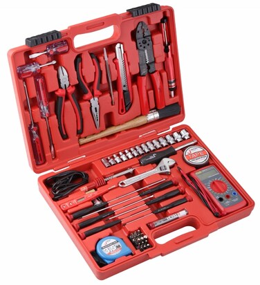 Jetech 54-Piece Electric Tool Set, With Sockets, Line &amp; Precision Screwdrivers, 15 Bits (SL, T, PH, HX), Soldering Tools, Multimeter, Pliers &amp; Accessories with Portable Toolbox Storage Case &ndash; JEB-E54