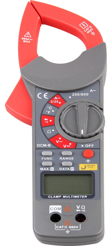 Jetech Digital Clamp Meter Multimeter, AC/DC Voltage &amp; AC Current Measurement, Resistance Diode Continuity Test, Overload Protection 79mm x 230mm - DCM-B