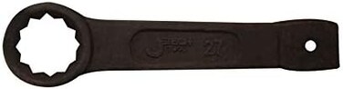 Jetech Box End Ring Slogging Spanner, Striking Ring Wrench 27mm, CR-V Steel 12-Point Flat Strike Wrench, Single Head Spanner Hand Tool for Mechanical Automotive Repair - OFSS-27