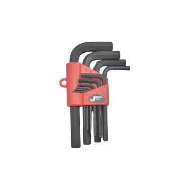 Jetech 10-Piece Hex Key Wrench Set, Standard Length, Metric, Heat-Treated, L-Style, Flat, Premium Alloy Steel with Black Finish 1.5mm to 12mm Allen Key Set - PS-B10