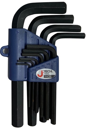 Jetech 10-Piece Hex Key Wrench Set, Standard Length, Imperial, Heat-Treated, L-Style, Flat, Premium Alloy Steel with Black Finish 1/6 to 1/2 Allen Key Set - PS-B10IN