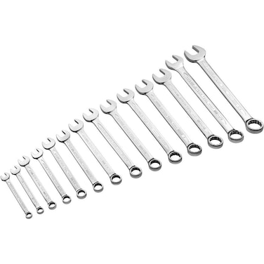 Jetech 14-Piece Combination Spanner Set - SAE imperial sizes up to 1-1/4" inch - High Strength Sand Blasted Cr-V Steel Wrench Set with Rolling Pouch - COM-S14IN