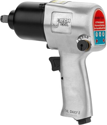 Jetech Heavy Duty Air Impact Wrench, 1/2 Inch Twin Hammer Design, 5-Speed Control &amp; Directional Switch, Pneumatic Tool with Hex Key and Coupler - AMW-1/2-678