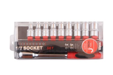 Jetech 10-Piece 1/2 Inch Drive 8-19mm Socket Wrench Kit, Metric CR-V Sockets, Quick Release Spanner, Includes Storage Rack, Heat-Treated Chrome Molybdenum Alloy Steel, 6-Point Design - SK1/2-10SJ