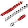 Jetech 14-Piece Socket Set, 1/4-Inch Drive. 4-14mm Socket Wrench Kit, Metric CR-V Sockets, Quick Release Spanner, Includes Storage Rack, Chrome Vanadium Alloy Steel, 6-Point Design - SK1/4-14SJ