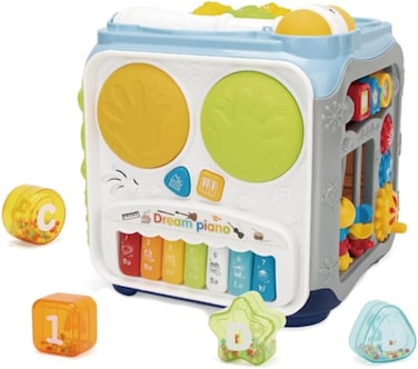 Youleen 6-in-1 Educational Treasure Box &ndash; Multi-Function Baby Activity Cube with Music Piano, Shape Sorter, &amp; Bead Maze &ndash; Safety Certified Early Learning Toy for Toddlers 19 Months+