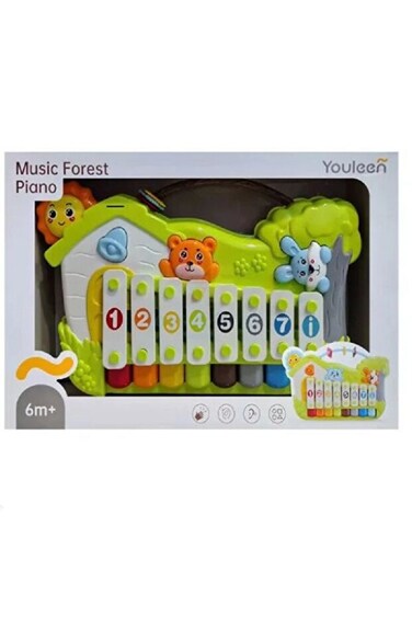 Youleen 2-in-1 Music Forest Piano &amp; Xylophone for Babies &ndash; 8-Key Educational Keyboard with Music Sheets, Learning Cards, and Mallet &ndash; Sensory Musical Toy for Toddlers 36 Months+