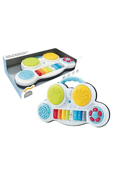 Youleen 2-in-1 Baby Musical Drum &amp; Piano Toy &ndash; Early Education Storytelling Activity Center with Lights &amp; Sounds &ndash; Non-Toxic, Safety Certified, BPA-Free &ndash; Musical Gift for Toddlers 19 Months+