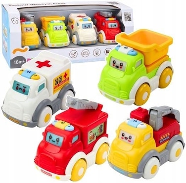Youleen City Traffic Inertia Car Set - Friction Powered Town Vehicles for Toddlers (36m+), Safe ABS Plastic, Kids Toy Vehicle Set for Educational Play