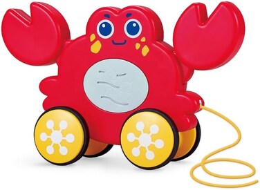 Youleen Pull-Along Crab for Toddlers &ndash; Montessori Walking &amp; Bath Gear with Moving Legs, Durable Pull Rope &amp; Safety Certified ABS &ndash; Early Educational Development for Boys &amp; Girls (Ages 36m+)