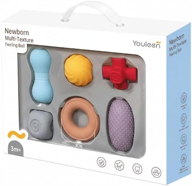 Youleen Multi-Texture Sensory Balls for Babies - 6 Pack Tactile Grasp Balls, Soft Silicone Sensory Toys for Newborns, Infant Teething &amp; Bath Time - BPA Free, Safety Certified