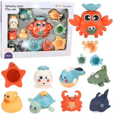 Youleen Splashy Bath Toy Set for Babies 3M+, Interactive Water Spray Animals &amp; Floating Toys, BPA-Free, Non-Toxic, Perfect Sensory &amp; Educational Toy for Tub Time