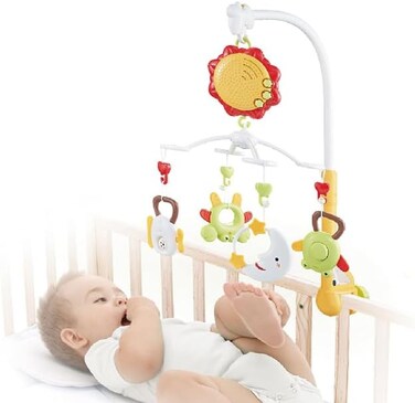 Youleen Sunflower Musical Crib Mobile for Babies - 360&deg; Rotating Bed Bell with Remote Control - Safety Certified Soothing Toys for Newborns (0 Months+)
