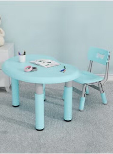 Children Furniture Peanut Shape Desk Set Kindergarten Learning Study Plastic Table and Chair Set for Kids