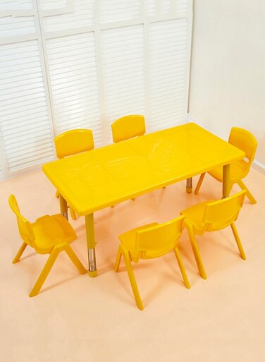7 Pieces Rectangle Adjustable Kids Table And Chair Set Kiddies Desk Chairs
