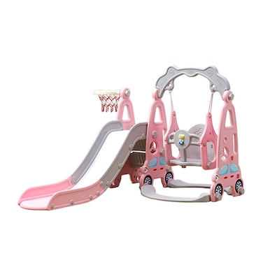 3 In 1 Toddler Climber Stairs Long Slide Sturdy Swing Set Slide And Swing For Kids Car Theme