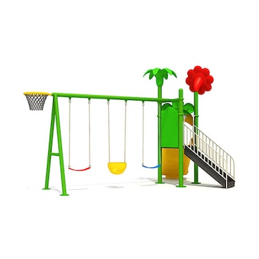 Colorful Metal Children Swing And Slide Multifunction Preschoolers Play Set Outdoor For Kids